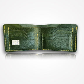 Slim Green Shining Pure Cow Leather Wallet – 6 Card Slots & 2 Cash Compartments