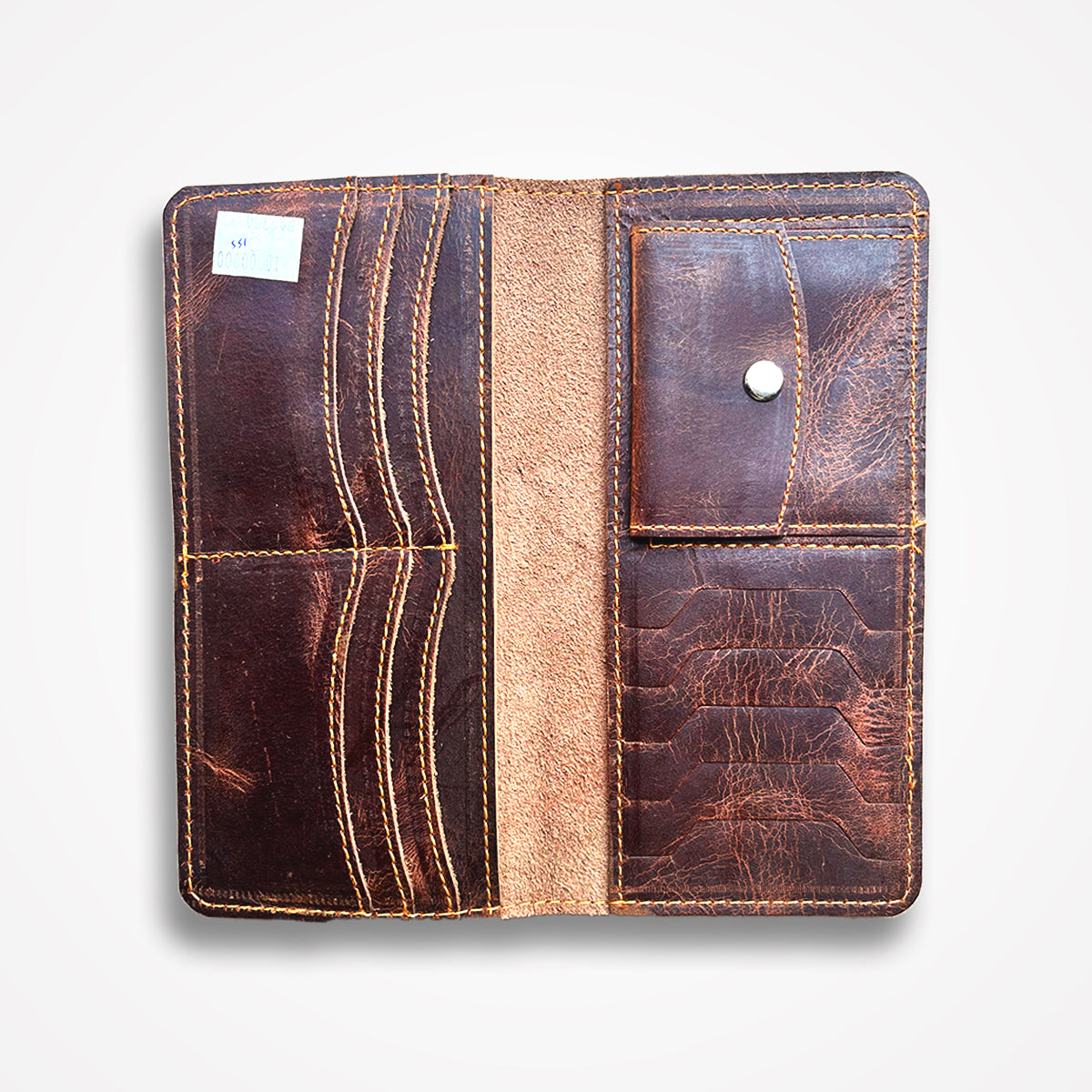 Crazy Horse Pure Leather Long Wallet – 11 Card Slots, Secret Pocket & Dual Cash Compartments