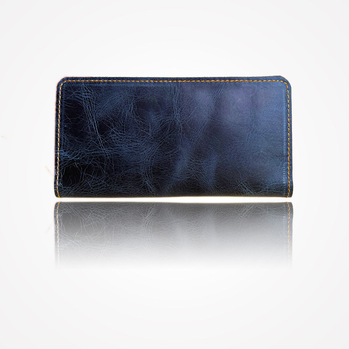 Blue Crazy Horse Soft Leather Long Wallet – 11 Card Slots, 2 Cash Compartments & Secret Pocket