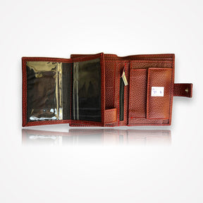 Premium Genuine Leather Wallet – Regular Size with 2 Cash Compartments, 3 Transparent Card Slots, Zipper Pocket & More