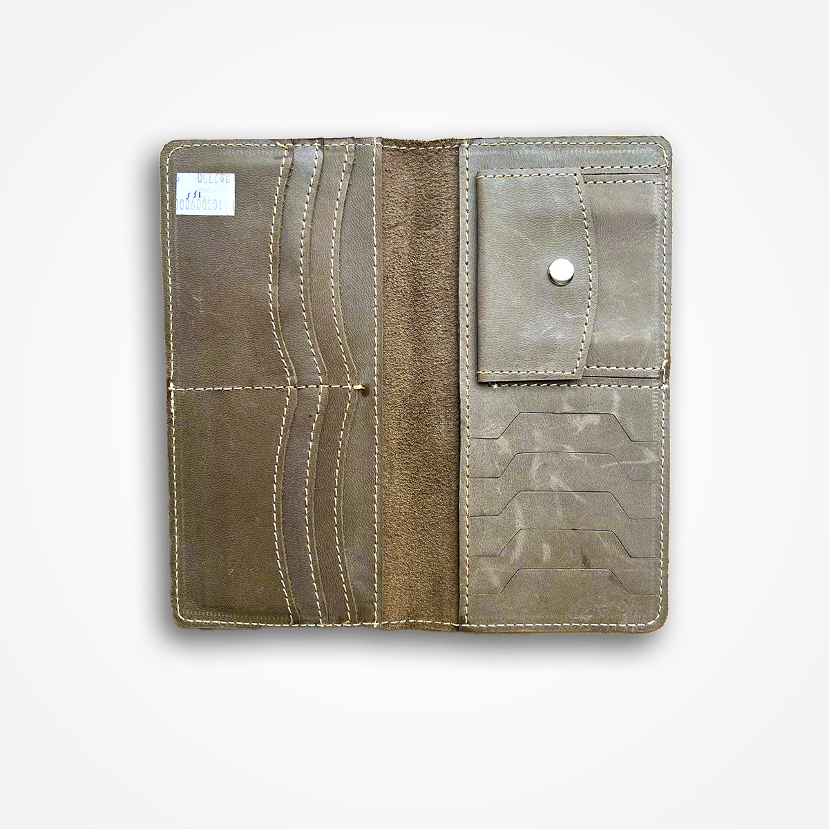 Gray Crazy Horse Soft Leather Long Wallet – 11 Card Slots, 2 Cash Compartments & Secret Pocket