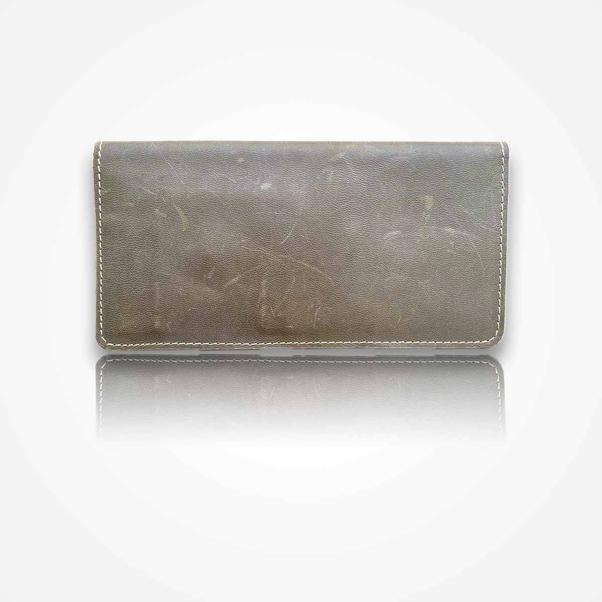 Gray Crazy Horse Soft Leather Long Wallet – 11 Card Slots, 2 Cash Compartments & Secret Pocket