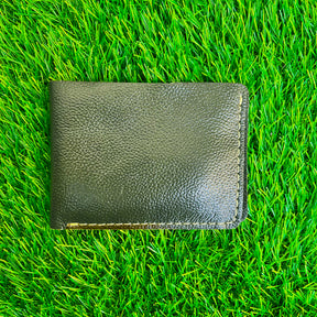 Slim Green Shining Pure Cow Leather Wallet – 6 Card Slots & 2 Cash Compartments